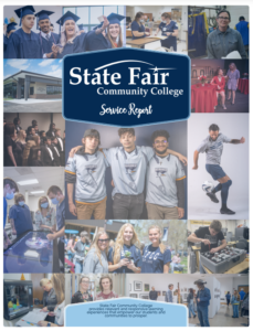 Cover of the Service Report which features a collage of SFCC students.