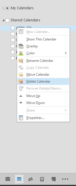 Remove Shared Calendar