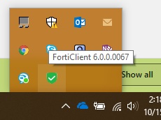 FortiClient Toolbar