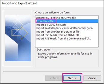 Outlook Export Wizard