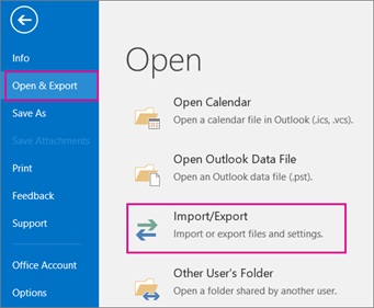 Outlook Open Export